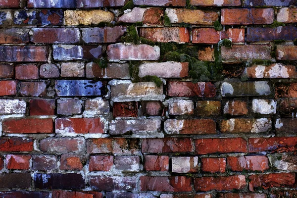 Parede texturizada velha com tijolos coloridos — Fotografia de Stock