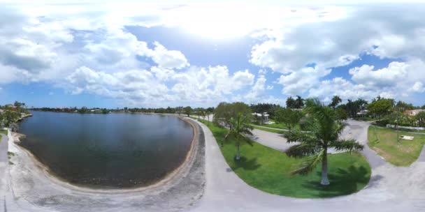 360 spherical video of a lake — Stock Video