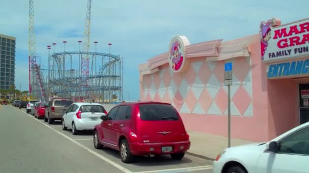 Daytona beach eğlence parkı ve askı vurdu — Stok video