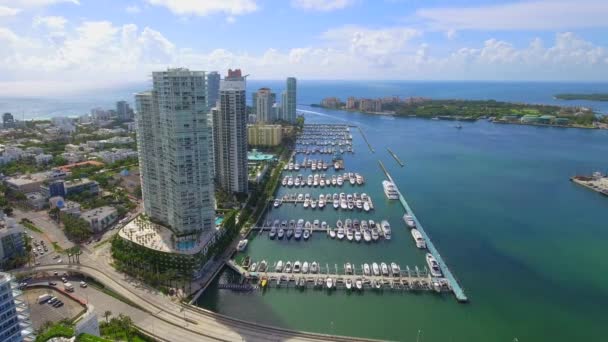 Aerea Miami Beach Marina e Fisher Island — Video Stock