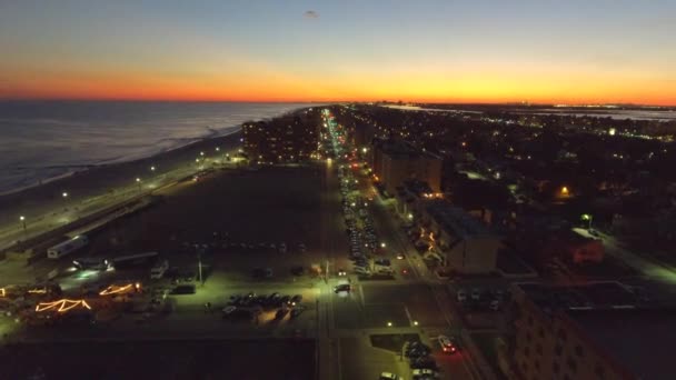 Images Aériennes Long Beach NY la nuit — Video