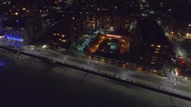 Long Beach Ny gece ışıklar hava video hava video