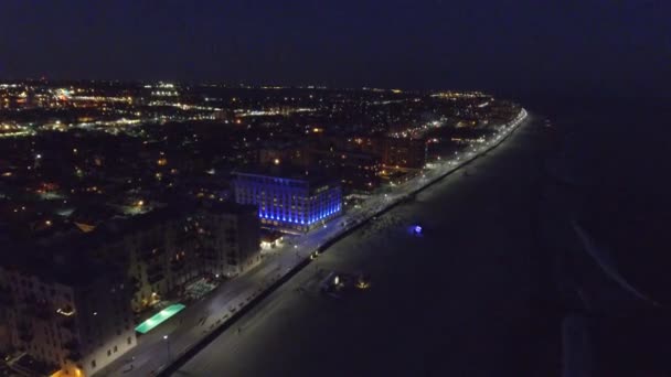 Vídeo aéreo de Long Beach NY por la noche — Vídeo de stock