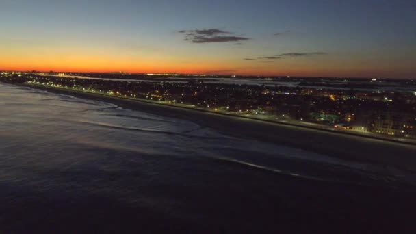 Vídeo aéreo de Long Beach Ne York al atardecer — Vídeo de stock