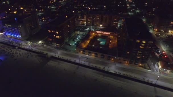 ロングビーチ Ny 夜ライト航空ビデオの空撮 — ストック動画