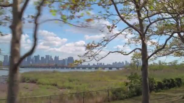 Uitzicht op New York van New Jersey — Stockvideo