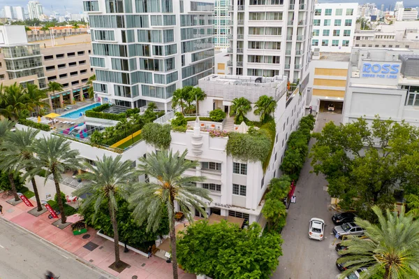 Miami, FL, ABD - 19 Ekim 2020 Hava Fotoğrafı Berkeley Hotel Miami Beach FL