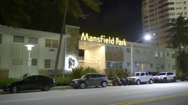 Miami Beach Eua Outubro 2020 Vídeo Noturno Miami Beach Mansfield — Vídeo de Stock