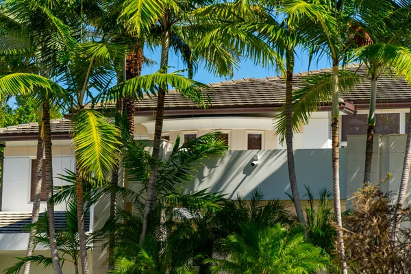 Huis Bedekt Met Palmboom Schaduw — Stockfoto