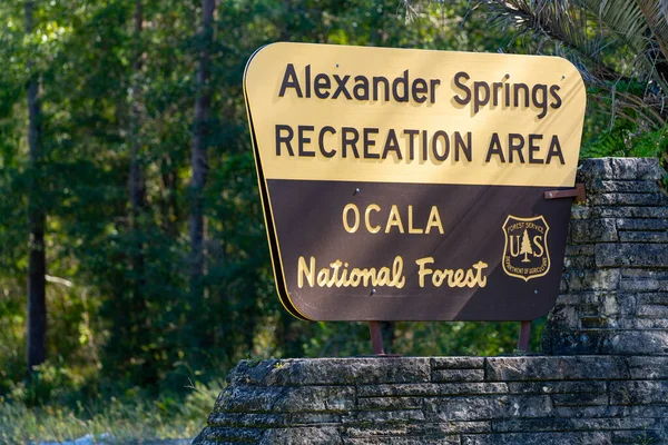 Sinal Boas Vindas Alexander Springs Ocala National Forest — Fotografia de Stock