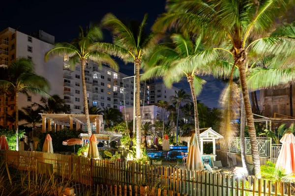 Miami Beach Usa Novembre 2020 Scena Tropicale Notturna Savoy Hotel — Foto Stock