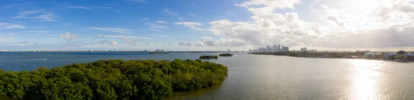 Aerial Miami Biscayne Bay Panorama — Stock Photo, Image