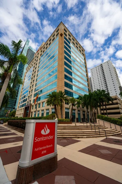 Miami November 2020 Foto Van Filiaal Santander Bank Miami Brickell — Stockfoto