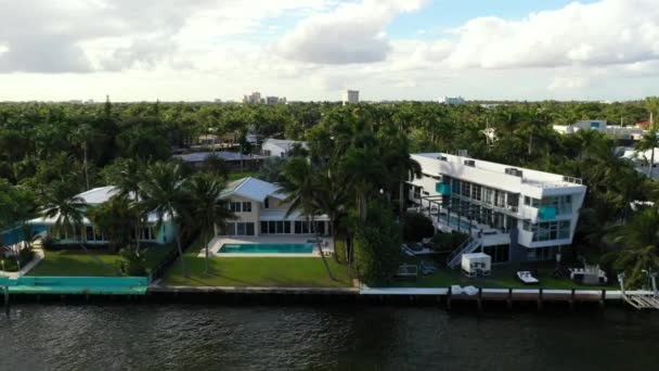 Mansiones Frente Mar Miami Imágenes Aéreas — Vídeos de Stock