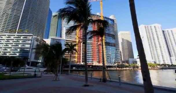 Aston Martin Residences Miamis Centrala Byggarbetsplats Med Kranar — Stockvideo