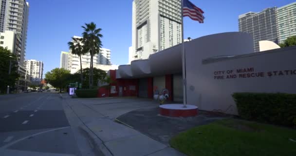 Motion Vídeo Cidade Miami Fire Rescue Station Número Brickell — Vídeo de Stock