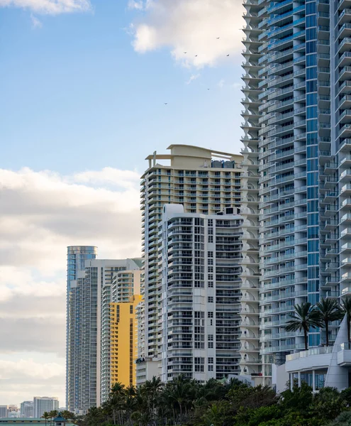 Fila Edificios Condominios Playa Miami — Foto de Stock