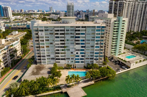 Terasa Věže Condominium Belle Isle Miami Beach Letecké Fotky — Stock fotografie
