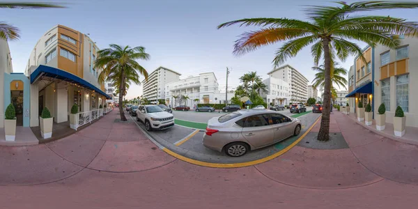 マイアミビーチ アメリカ 2020年12月7日 360球面パノラママイアミビーチオーシャンドライブのホテル歩道からの眺め — ストック写真