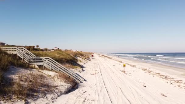 Flygvideo Crescent Beach Florida Fordon Tillåtna Sand — Stockvideo