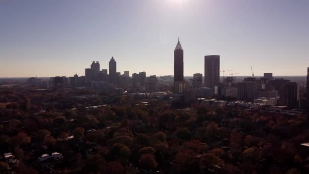 Slow Motion Luchtnadering Downown Atlanta Verenigde Staten — Stockvideo