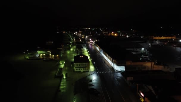 Nacht Hampton Beach Verlaten Tijdens Covid Coronavirus Pandemie — Stockvideo