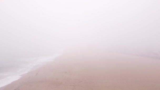 Vídeo Aéreo Pesado Praia Costeira Neblina Hampton New Hampshire Eua — Vídeo de Stock