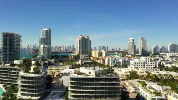 Havadan Portofino Daki Yat Kulübü Gösteriyor Miami Plajı — Stok video