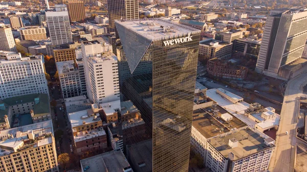 Zdjęcie Drona Lotniczego Wework Tower Downtown Atlanta Usa — Zdjęcie stockowe