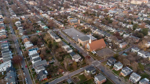 Photo Aérienne Maisons Résidentielles Église Richmond Usa — Photo