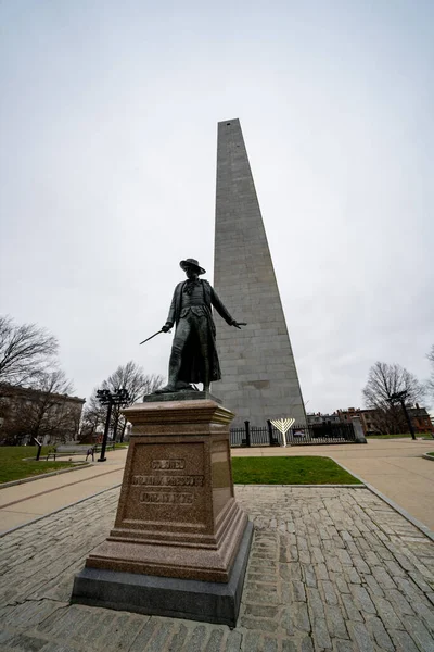 Bunker Hill Monument Boston Eua Estátua William Prescot — Fotografia de Stock