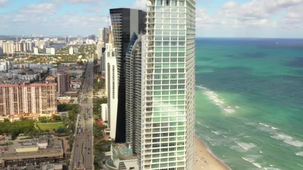 Aerial Revelan Condominios Lujo Rascacielos Miami Beach Dade County — Vídeos de Stock