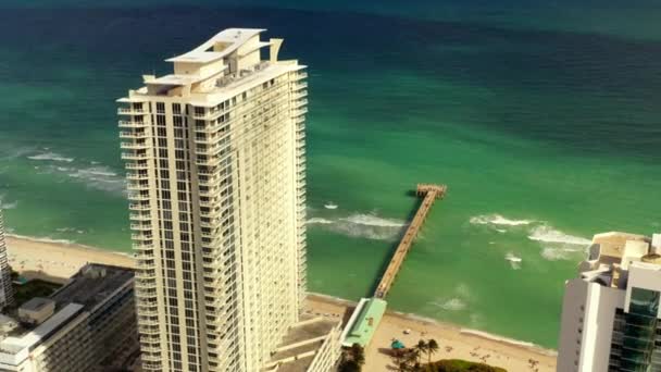 Letecké Video Perla Condo Sunny Isles Beach Rybářské Molo — Stock video