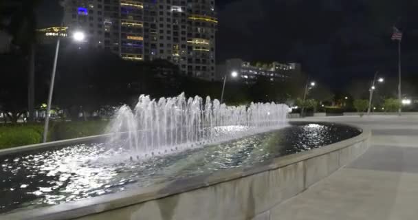 Air Mancur Tampilan Taman Malam Hari — Stok Video