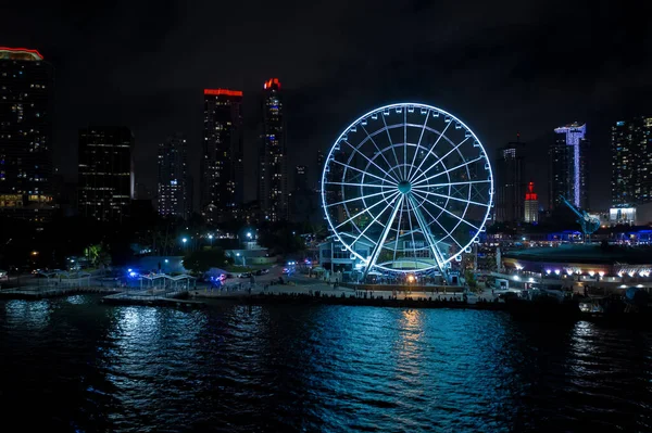 Miami Eua Janeiro 2020 Panorama Aéreo Noturno Miami Skyviews Ferris — Fotografia de Stock