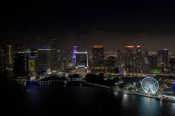 Foto Aérea Miami Centro Ciudad Escena Destino Viaje — Foto de Stock