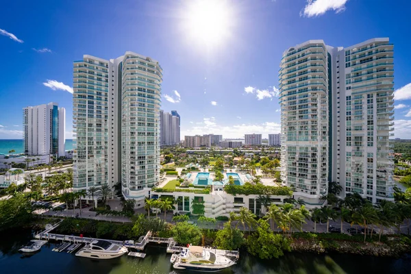 Aerial Photo Luxury Buildings Oceania Island Miami Sunny Isles Beach — Stock Photo, Image