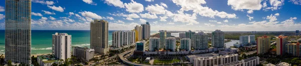 Aerial Panorama Sunny Isles Beach Facing South 163Rd Street Highrise — Stock Photo, Image