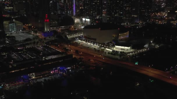 American Airlines Arena Freedom Tower Highrise Apartment Buildings Miami — Stock video