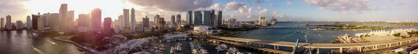 Letecké Panorama Downtown Miami Scéna Západu Slunce — Stock fotografie