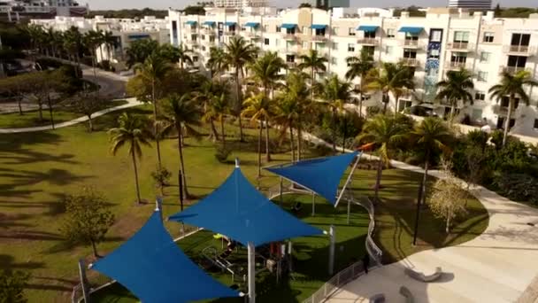 Aerial Drone Footage Albert Pallot Park Miami Modern Space — Stock Video