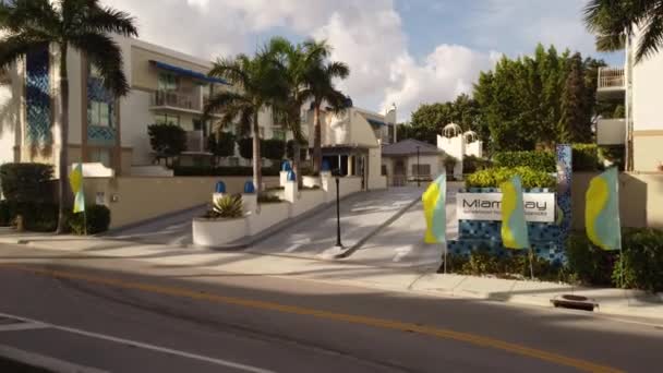 Miami Körfezi Nin Şehir Merkezindeki Havadan Çekilmiş Görüntüleri — Stok video