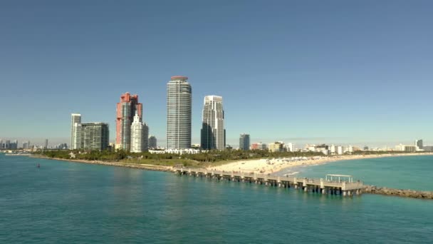 South Beach Miami Verenigde Staten Luchtfoto Drone Beelden — Stockvideo
