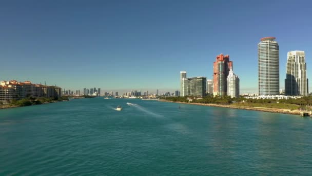 Government Cut Inlet Miami Beach Panorama Letecké Video — Stock video