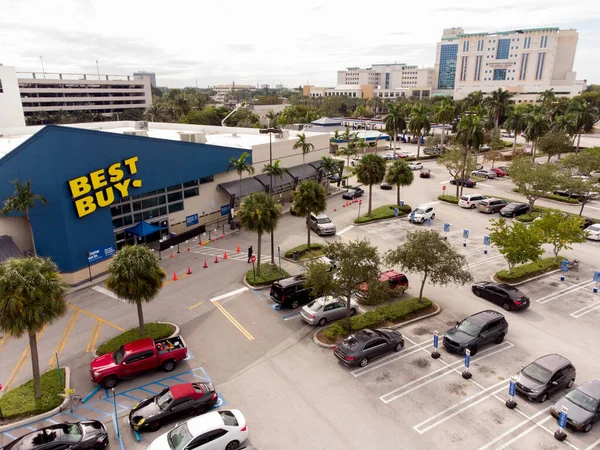 Aerial Photo Aventura Best Buy Contactless Curbside Pick Parking Spots — Stock Photo, Image