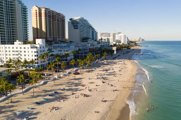 Folkmassor Vid Fort Lauderdale Beach Typiska Florida Vintrar — Stockfoto