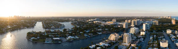 Αεροφωτογραφία Σούρουπο Στο Fort Lauderdale Beach — Φωτογραφία Αρχείου