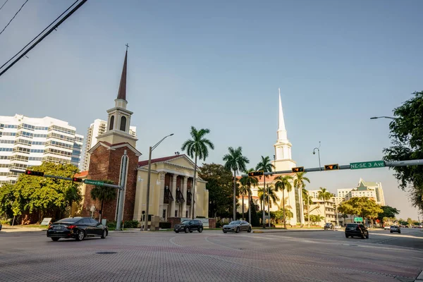 Fort Lauderdale Ηπα Ιανουαρίου 2021 Εκκλησίες Στη Λεωφόρο Broward Στο — Φωτογραφία Αρχείου