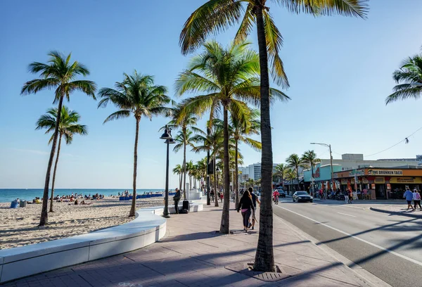 Fort Lauderdale Estados Unidos Enero 2021 Turistas Fort Lauderdale Beach — Foto de Stock