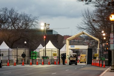 Washington DC, ABD - 17 Ocak 2021: Washington DC DC Capitol Binası 'nın etrafına çatışmalar